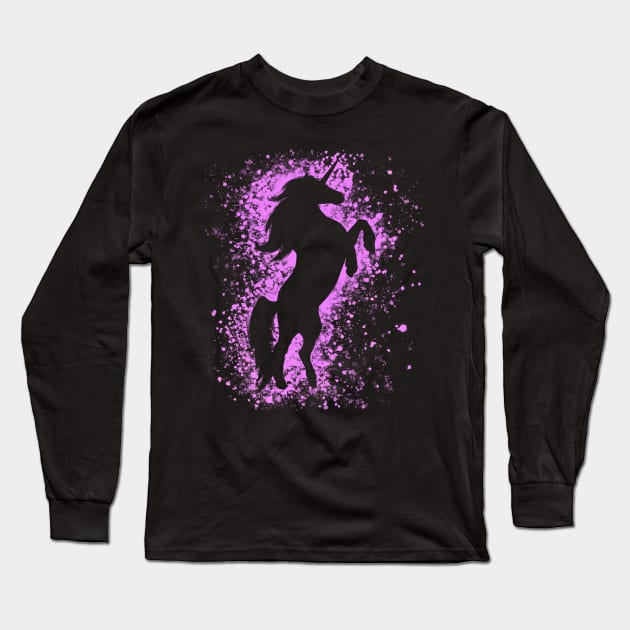 Magical Purple Unicorn Long Sleeve T-Shirt by Lady Lilac